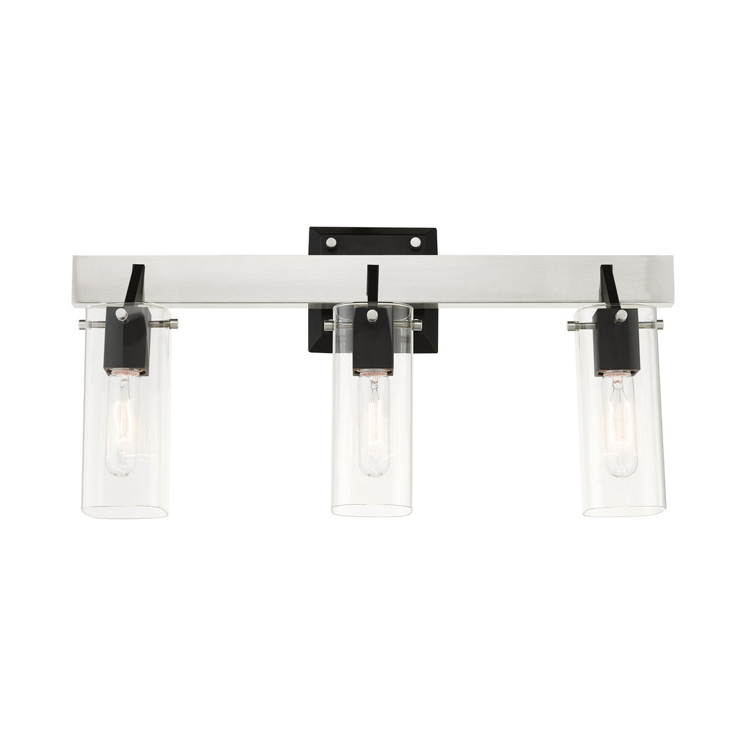 Livex Beckett 17823-91 Bath Vanity Light 24 in. wide - Brushed Nickel & Black