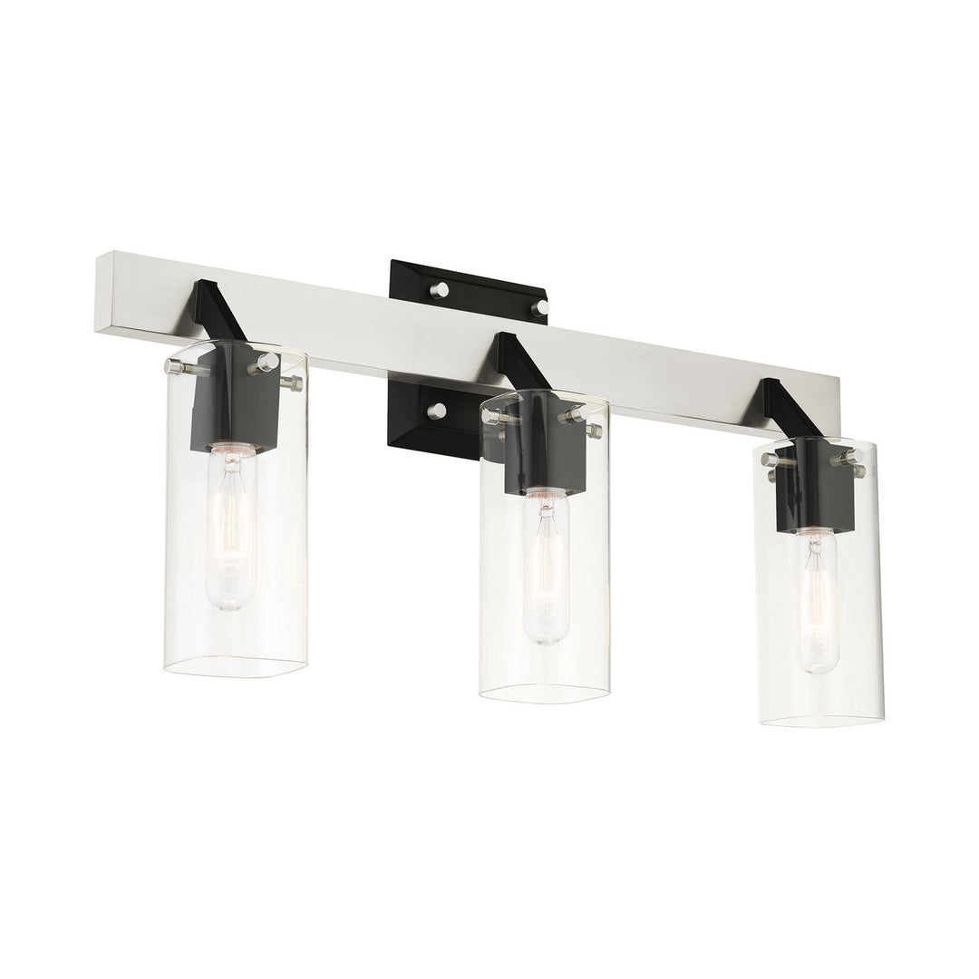 Livex Beckett 17823-91 Bath Vanity Light 24 in. wide - Brushed Nickel & Black