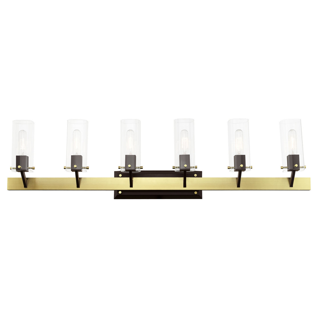 Livex Beckett 17826-12 Bath Vanity Light 48 in. wide - Satin Brass & Bronze