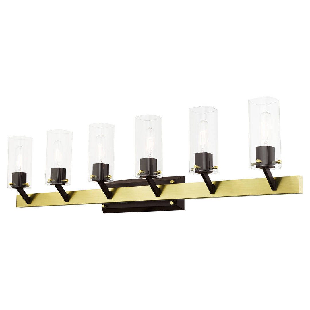 Livex Beckett 17826-12 Bath Vanity Light 48 in. wide - Satin Brass & Bronze