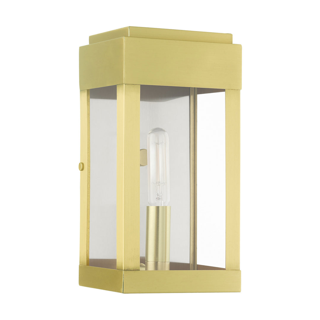 Livex Lighting 21231-12  York Outdoor Satin Brass W/ Brushed Nickel Stainless Steel