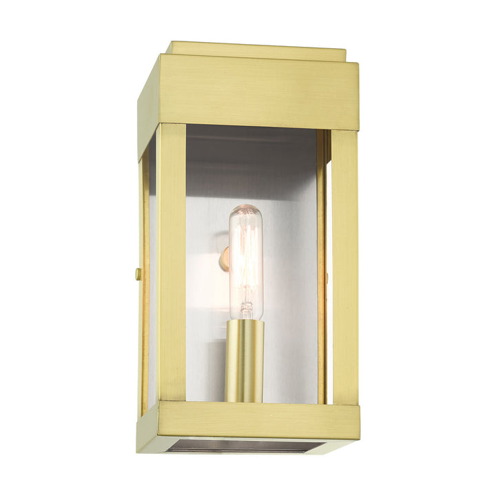 Livex Lighting 21231-12  York Outdoor Satin Brass W/ Brushed Nickel Stainless Steel
