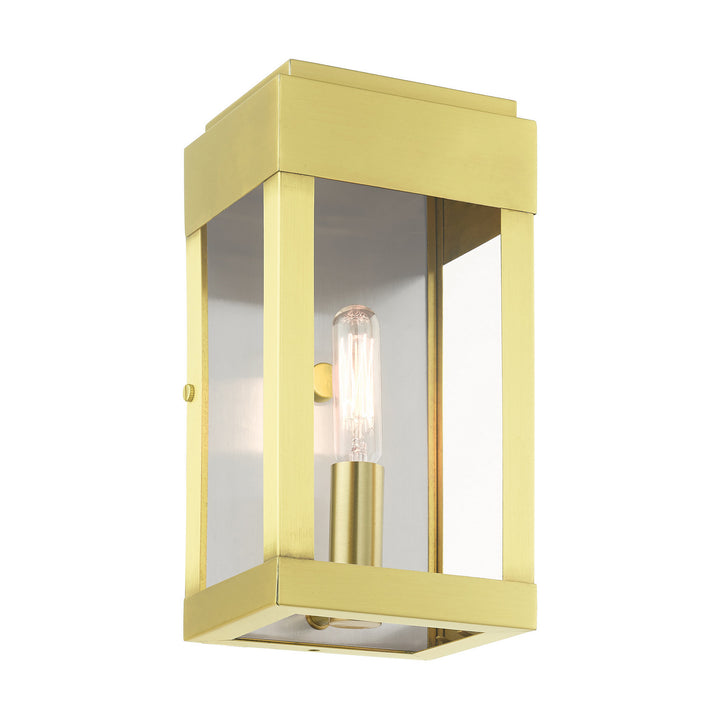 Livex Lighting 21231-12  York Outdoor Satin Brass W/ Brushed Nickel Stainless Steel