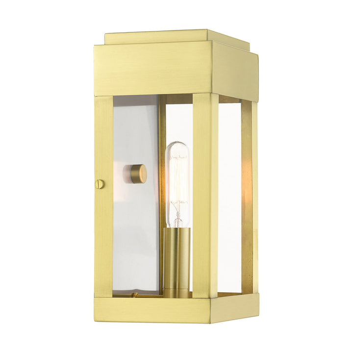 Livex Lighting 21231-12  York Outdoor Satin Brass W/ Brushed Nickel Stainless Steel
