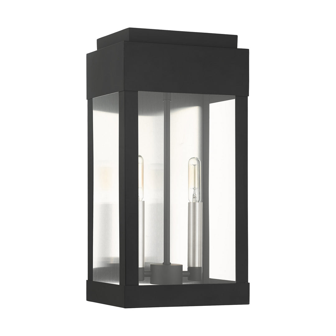 Livex Lighting 21235-04  York Outdoor Black W/ Brushed Nickels W/ Brushed Nickel Stainless Steel