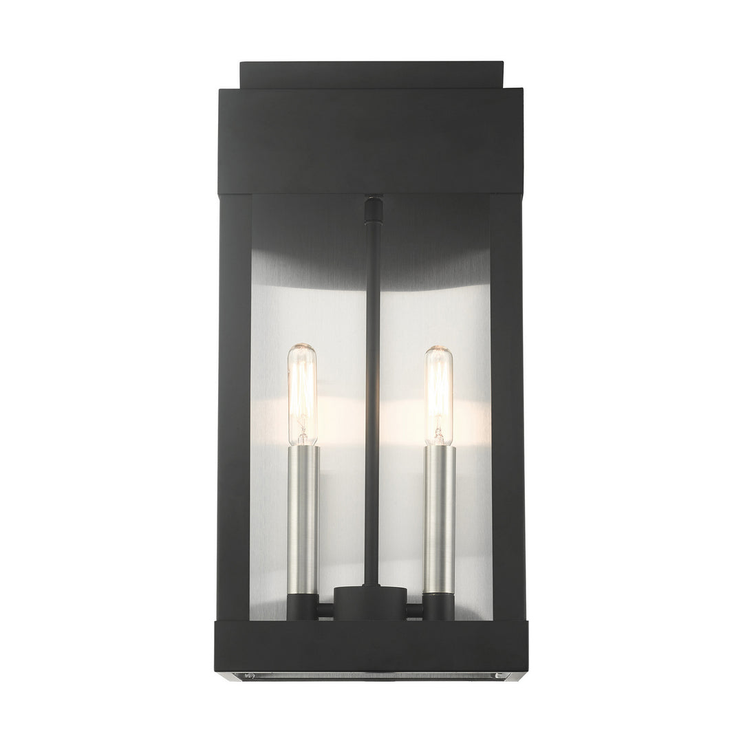 Livex Lighting 21235-04  York Outdoor Black W/ Brushed Nickels W/ Brushed Nickel Stainless Steel