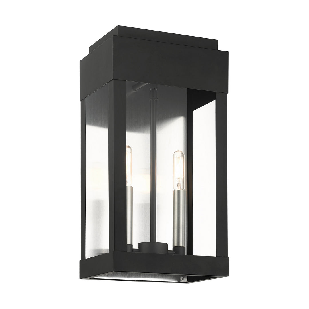 Livex Lighting 21235-04  York Outdoor Black W/ Brushed Nickels W/ Brushed Nickel Stainless Steel