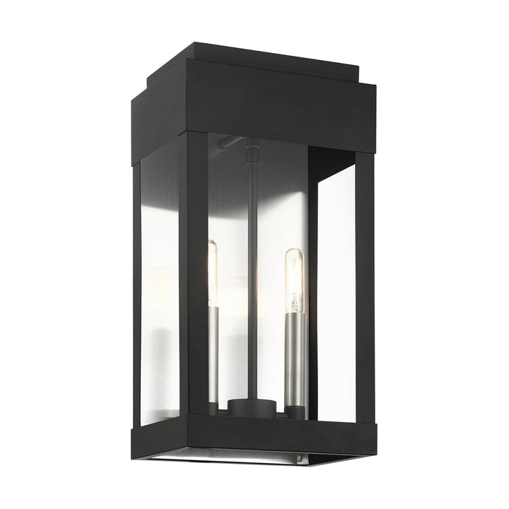 Livex Lighting 21235-04  York Outdoor Black W/ Brushed Nickels W/ Brushed Nickel Stainless Steel