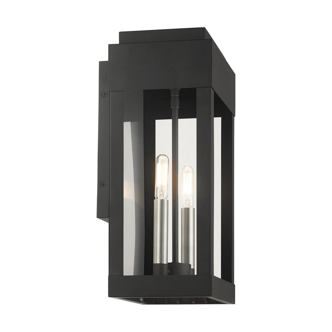 Livex Lighting 21235-04  York Outdoor Black W/ Brushed Nickels W/ Brushed Nickel Stainless Steel