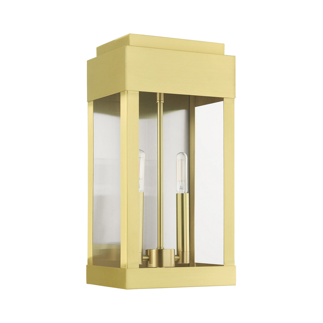 Livex Lighting 21235-12  York Outdoor Satin Brass W/ Brushed Nickel Stainless Steel