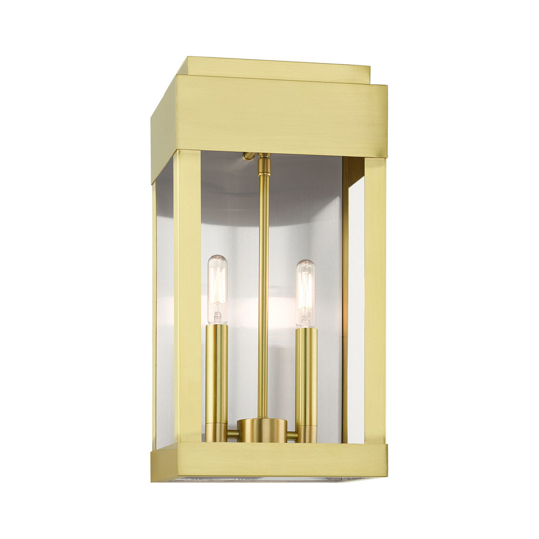 Livex Lighting 21235-12  York Outdoor Satin Brass W/ Brushed Nickel Stainless Steel
