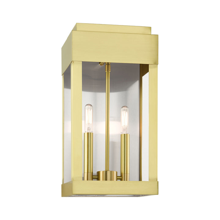 Livex Lighting 21235-12  York Outdoor Satin Brass W/ Brushed Nickel Stainless Steel