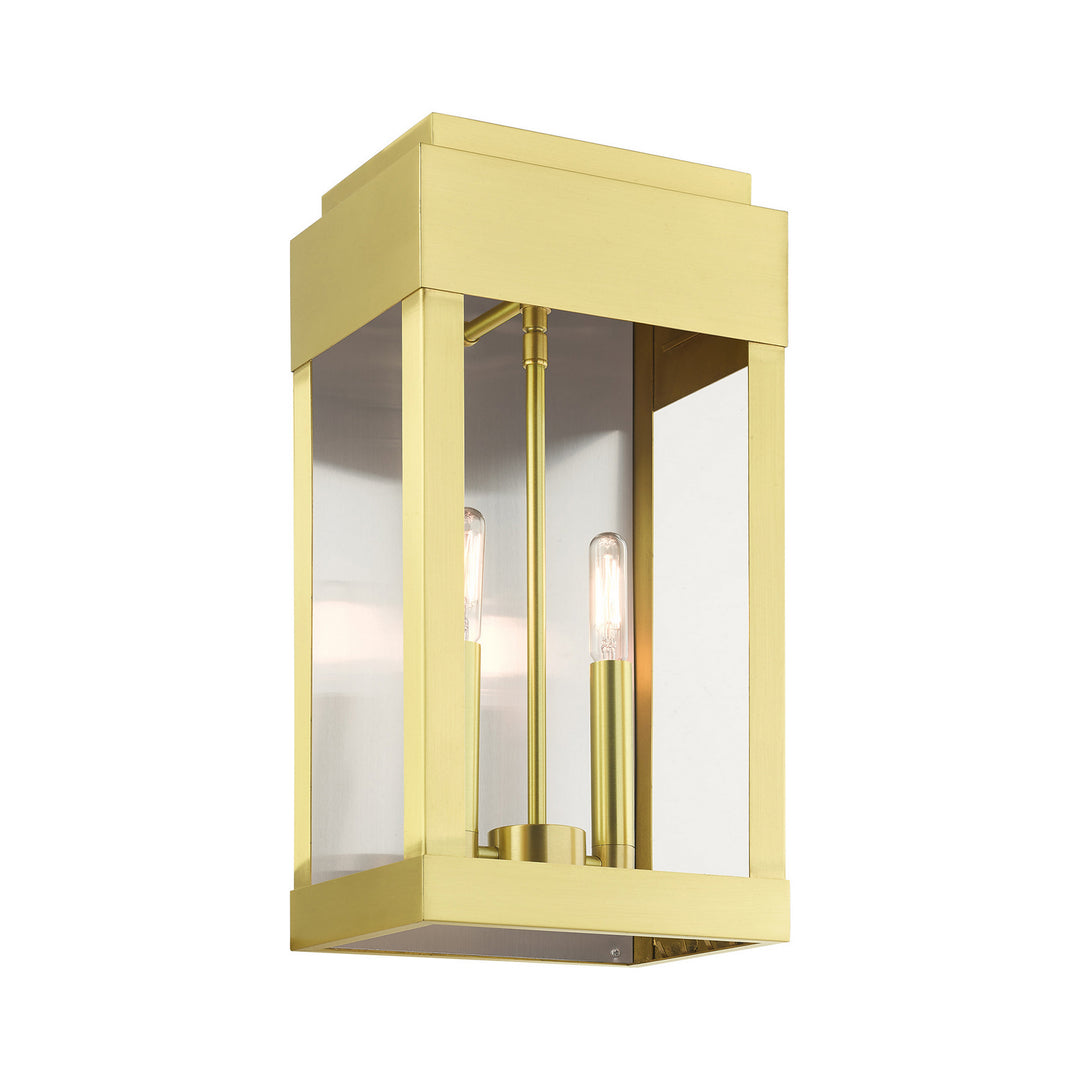 Livex Lighting 21235-12  York Outdoor Satin Brass W/ Brushed Nickel Stainless Steel