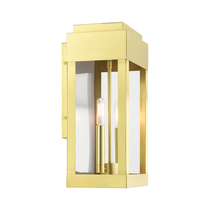 Livex Lighting 21235-12  York Outdoor Satin Brass W/ Brushed Nickel Stainless Steel