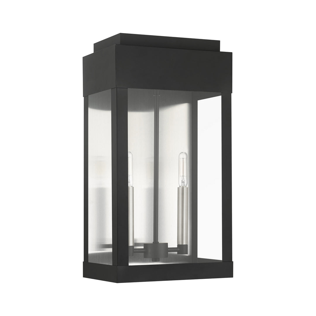 Livex Lighting 21238-04  York Outdoor Black W/ Brushed Nickels W/ Brushed Nickel Stainless Steel