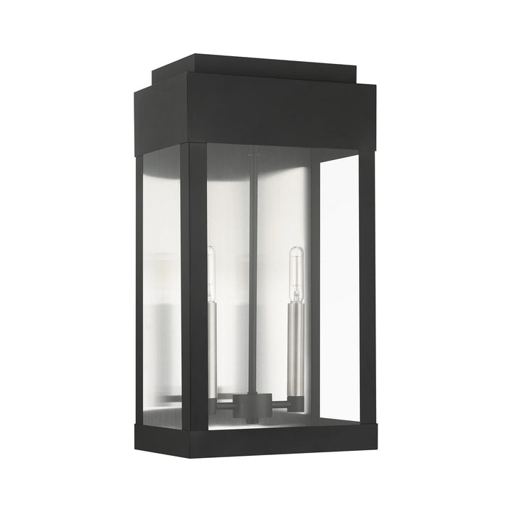 Livex Lighting 21238-04  York Outdoor Black W/ Brushed Nickels W/ Brushed Nickel Stainless Steel