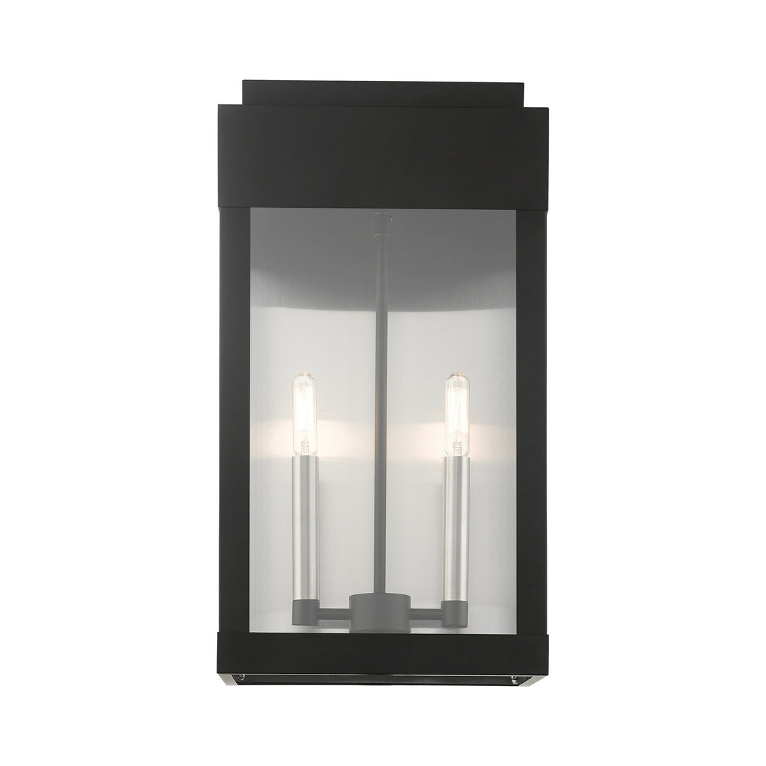 Livex Lighting 21238-04  York Outdoor Black W/ Brushed Nickels W/ Brushed Nickel Stainless Steel