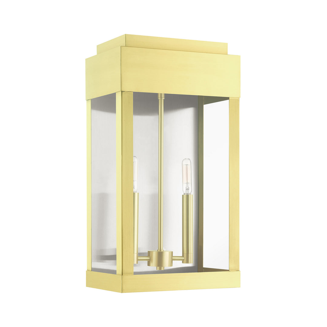 Livex Lighting 21238-12  York Outdoor Satin Brass W/ Brushed Nickel Stainless Steel