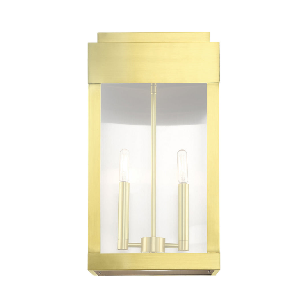 Livex Lighting 21238-12  York Outdoor Satin Brass W/ Brushed Nickel Stainless Steel