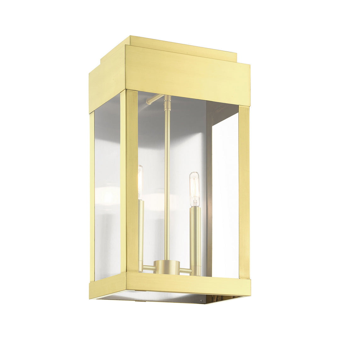 Livex Lighting 21238-12  York Outdoor Satin Brass W/ Brushed Nickel Stainless Steel