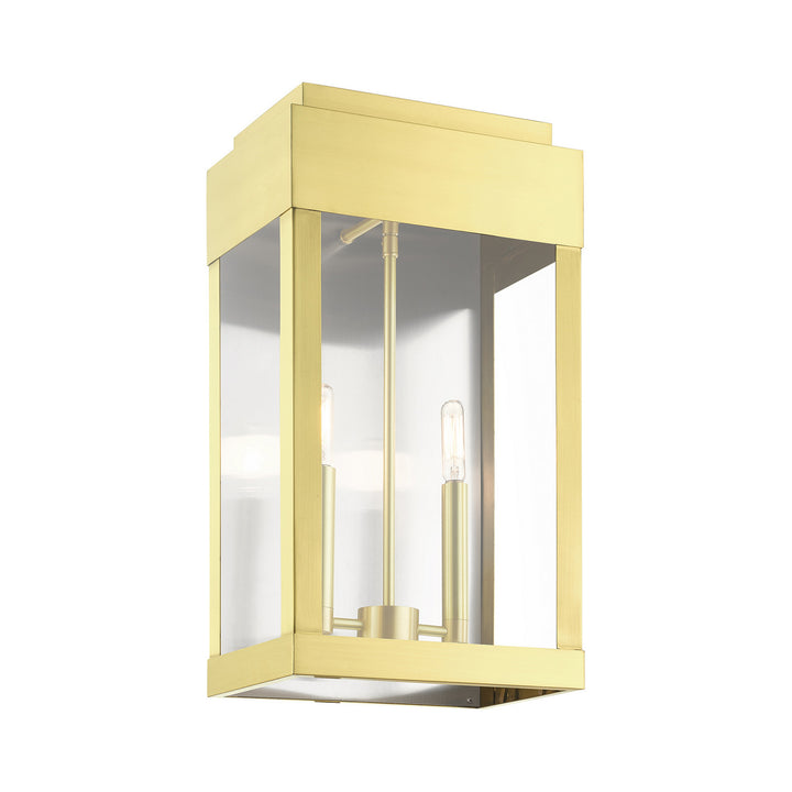 Livex Lighting 21238-12  York Outdoor Satin Brass W/ Brushed Nickel Stainless Steel