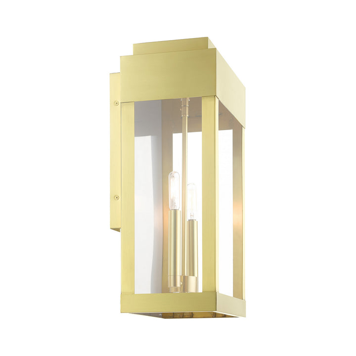 Livex Lighting 21238-12  York Outdoor Satin Brass W/ Brushed Nickel Stainless Steel