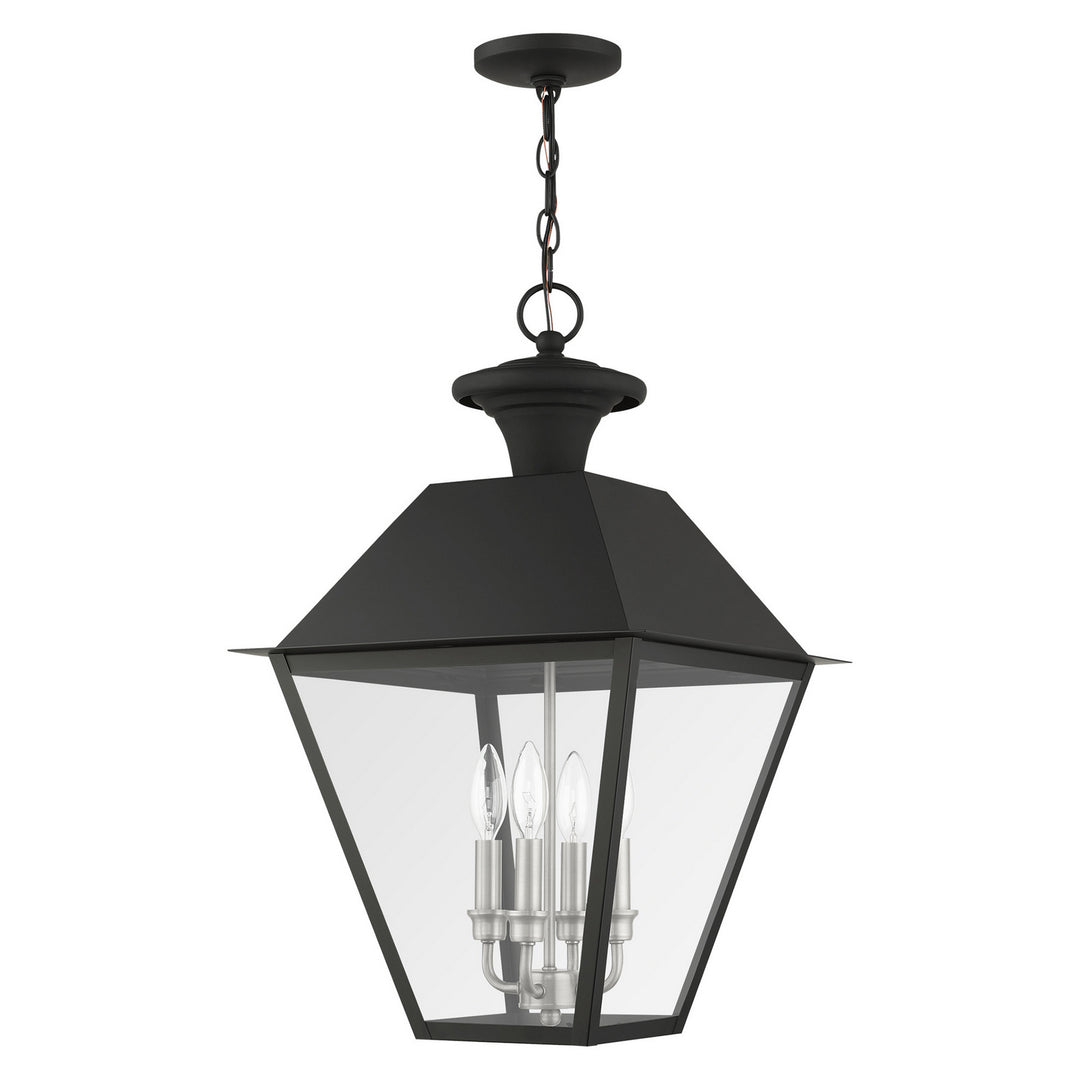 Livex Lighting 27224-04  Wentworth Outdoor Black W/ Brushed Nickel Cluster