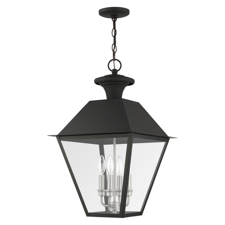 Livex Lighting 27224-04  Wentworth Outdoor Black W/ Brushed Nickel Cluster