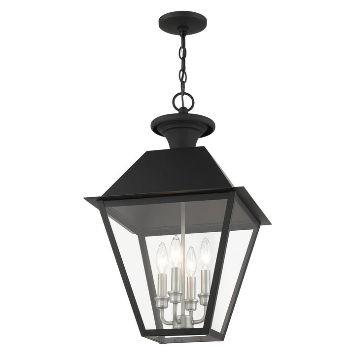 Livex Lighting 27224-04  Wentworth Outdoor Black W/ Brushed Nickel Cluster
