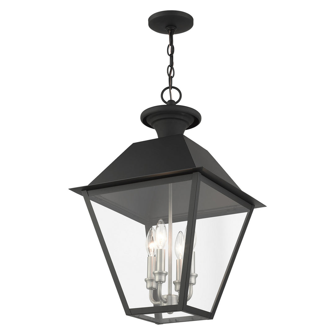 Livex Lighting 27224-04  Wentworth Outdoor Black W/ Brushed Nickel Cluster