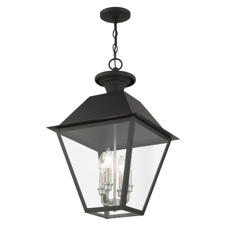 Livex Lighting 27224-04  Wentworth Outdoor Black W/ Brushed Nickel Cluster