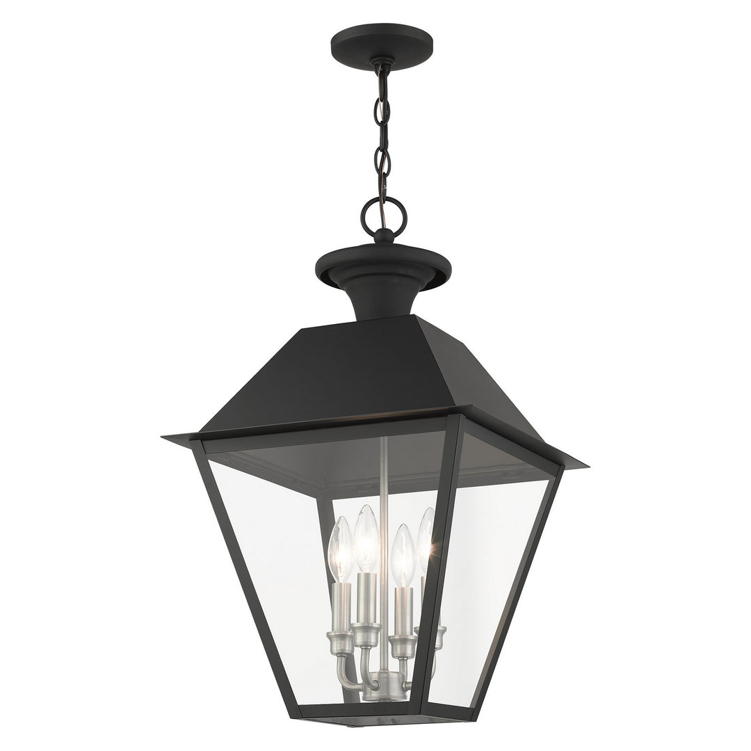 Livex Lighting 27224-04  Wentworth Outdoor Black W/ Brushed Nickel Cluster