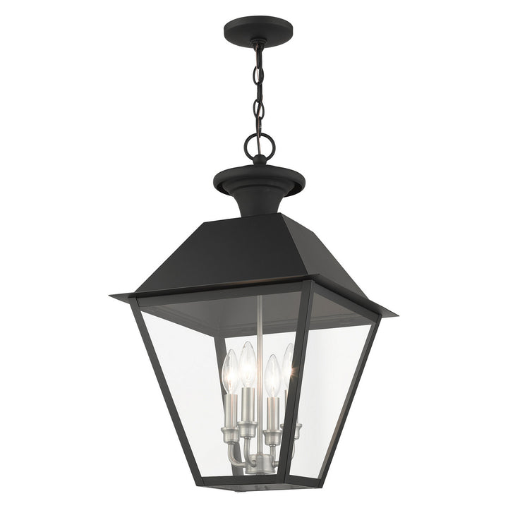 Livex Lighting 27224-04  Wentworth Outdoor Black W/ Brushed Nickel Cluster