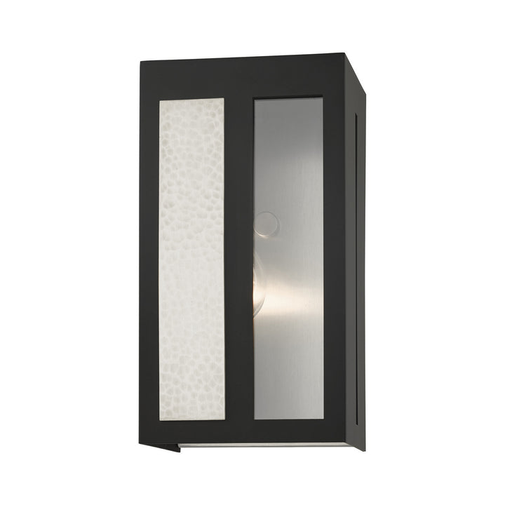Livex Lighting 27411-04  Lafayette Outdoor Black W/ Hammered Brushed Nickel Panels
