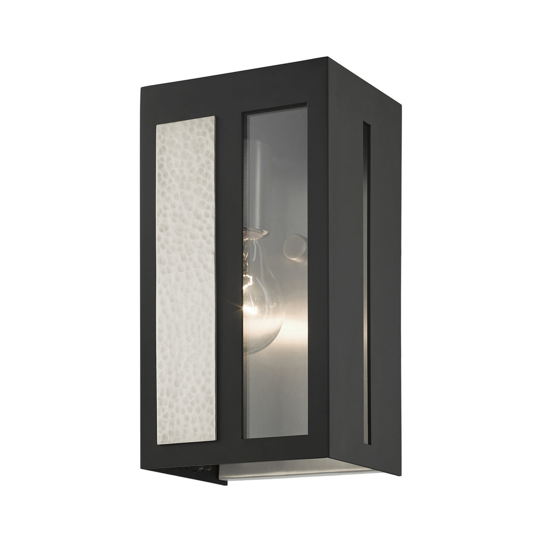 Livex Lighting 27411-04  Lafayette Outdoor Black W/ Hammered Brushed Nickel Panels