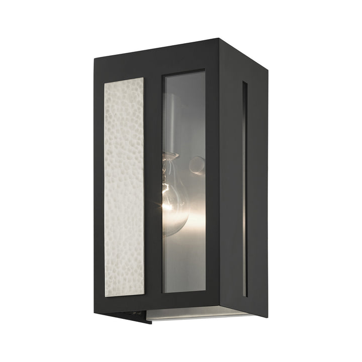 Livex Lighting 27411-04  Lafayette Outdoor Black W/ Hammered Brushed Nickel Panels