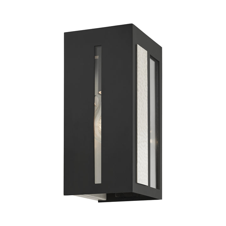 Livex Lighting 27411-04  Lafayette Outdoor Black W/ Hammered Brushed Nickel Panels