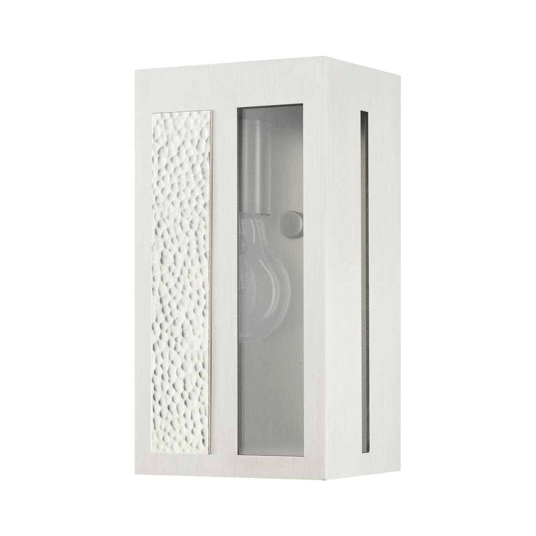 Livex Lighting 27411-91  Lafayette Outdoor Brushed Nickel W/ Hammered Polished Nickel Panels