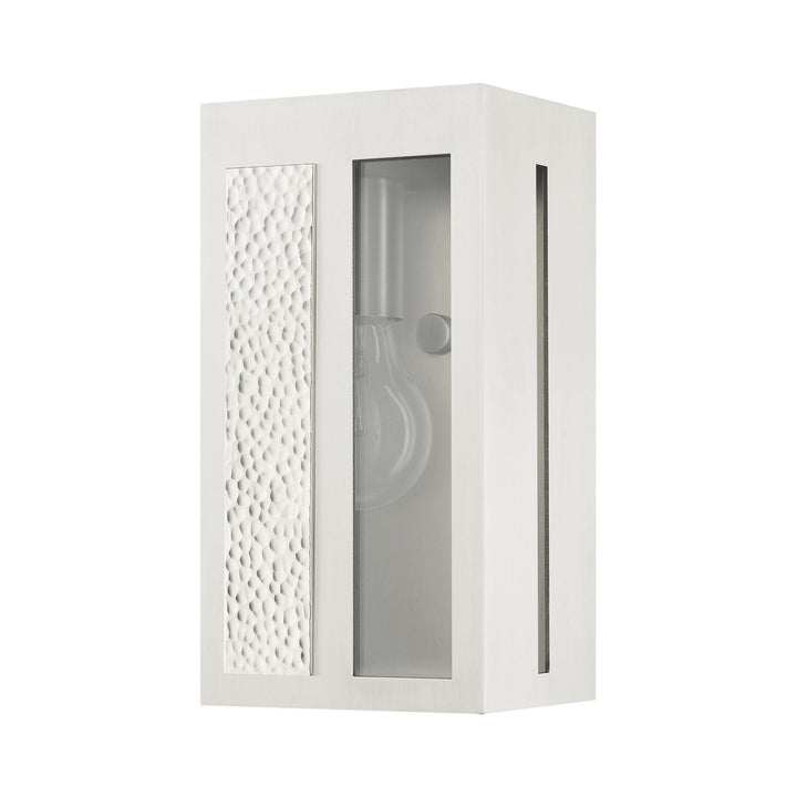 Livex Lighting 27411-91  Lafayette Outdoor Brushed Nickel W/ Hammered Polished Nickel Panels