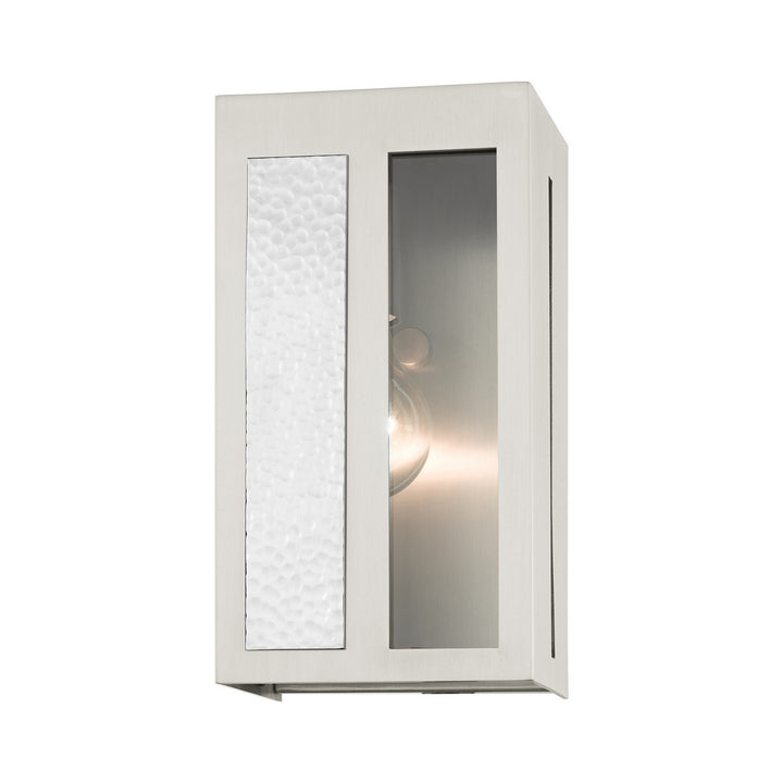Livex Lighting 27411-91  Lafayette Outdoor Brushed Nickel W/ Hammered Polished Nickel Panels