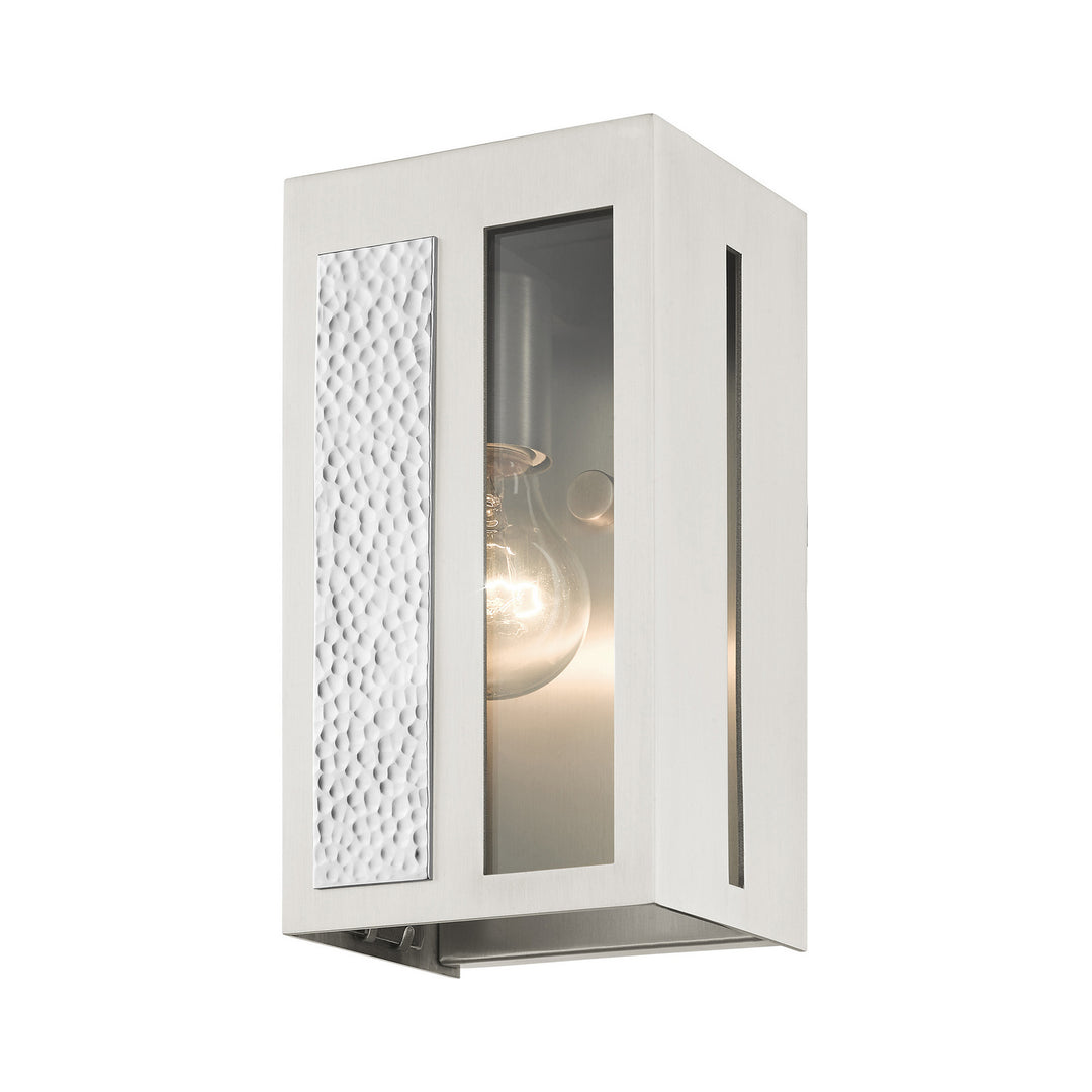 Livex Lighting 27411-91  Lafayette Outdoor Brushed Nickel W/ Hammered Polished Nickel Panels