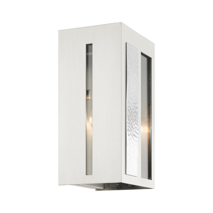 Livex Lighting 27411-91  Lafayette Outdoor Brushed Nickel W/ Hammered Polished Nickel Panels