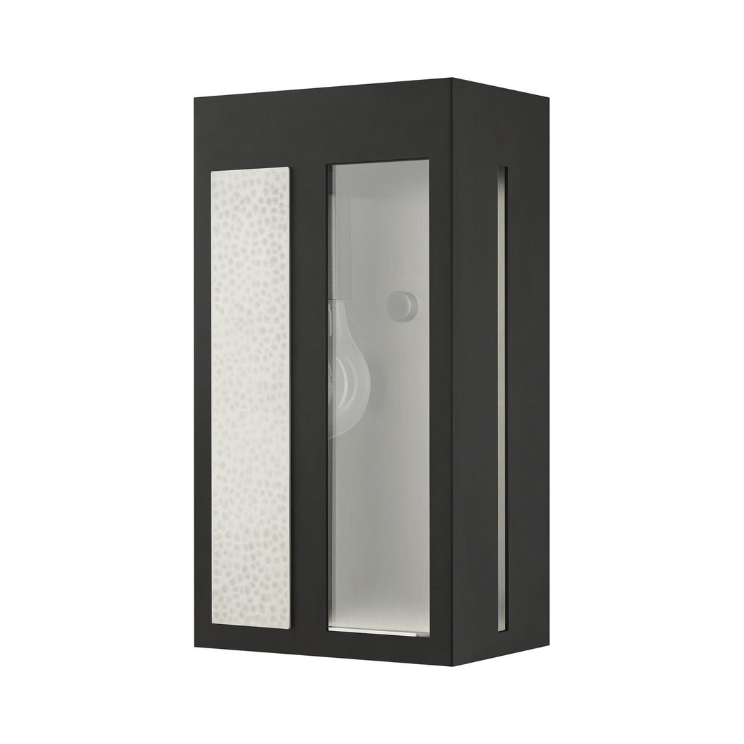 Livex Lighting 27412-04  Lafayette Outdoor Black W/ Hammered Brushed Nickel Panels