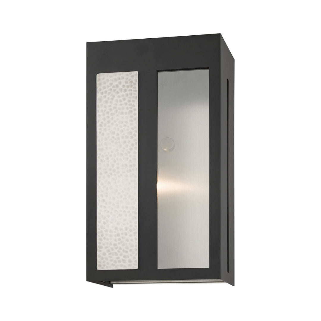 Livex Lighting 27412-04  Lafayette Outdoor Black W/ Hammered Brushed Nickel Panels