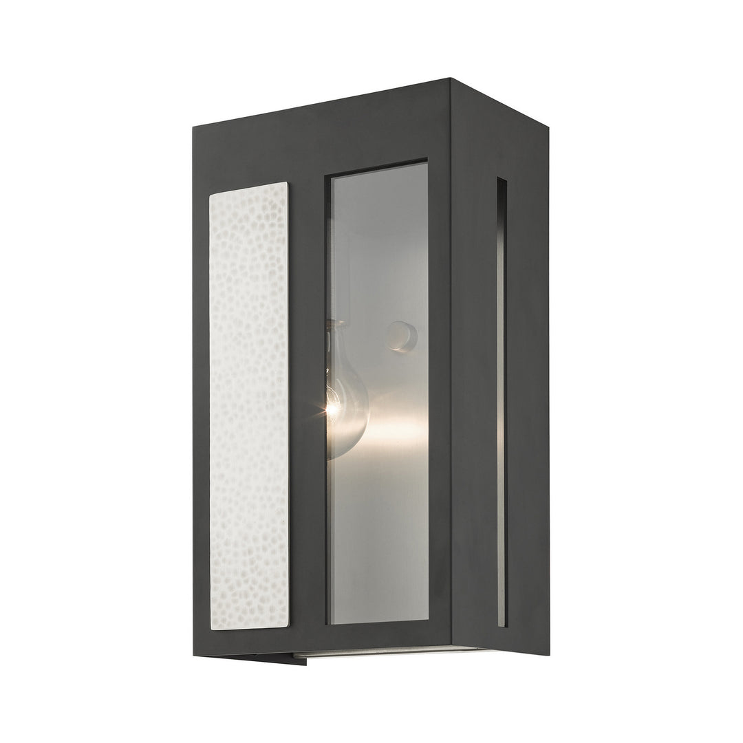 Livex Lighting 27412-04  Lafayette Outdoor Black W/ Hammered Brushed Nickel Panels