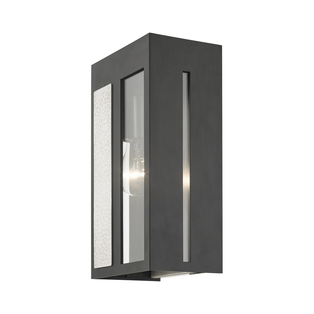 Livex Lighting 27412-04  Lafayette Outdoor Black W/ Hammered Brushed Nickel Panels
