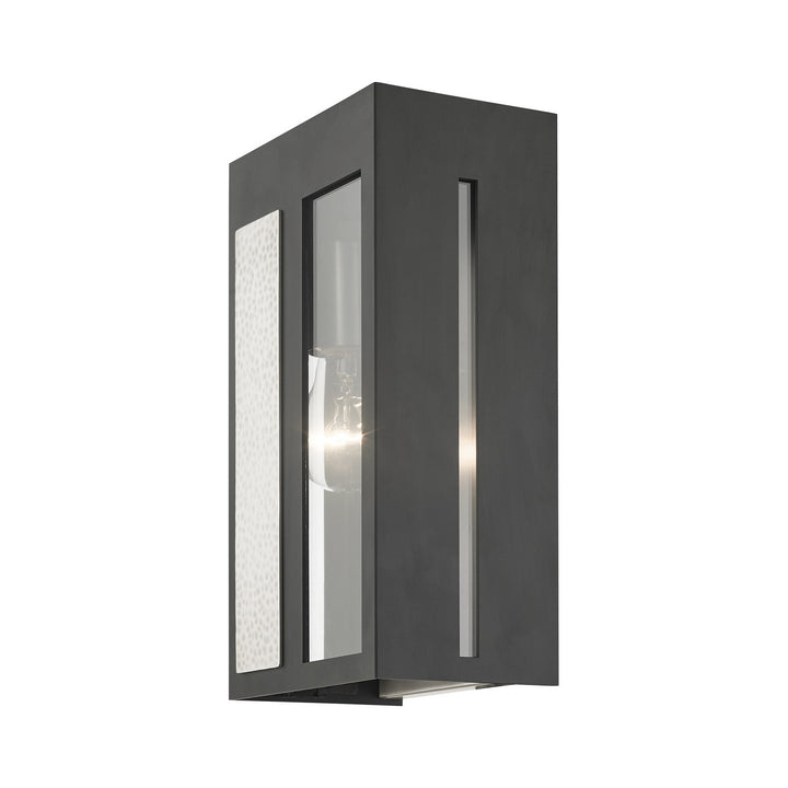Livex Lighting 27412-04  Lafayette Outdoor Black W/ Hammered Brushed Nickel Panels