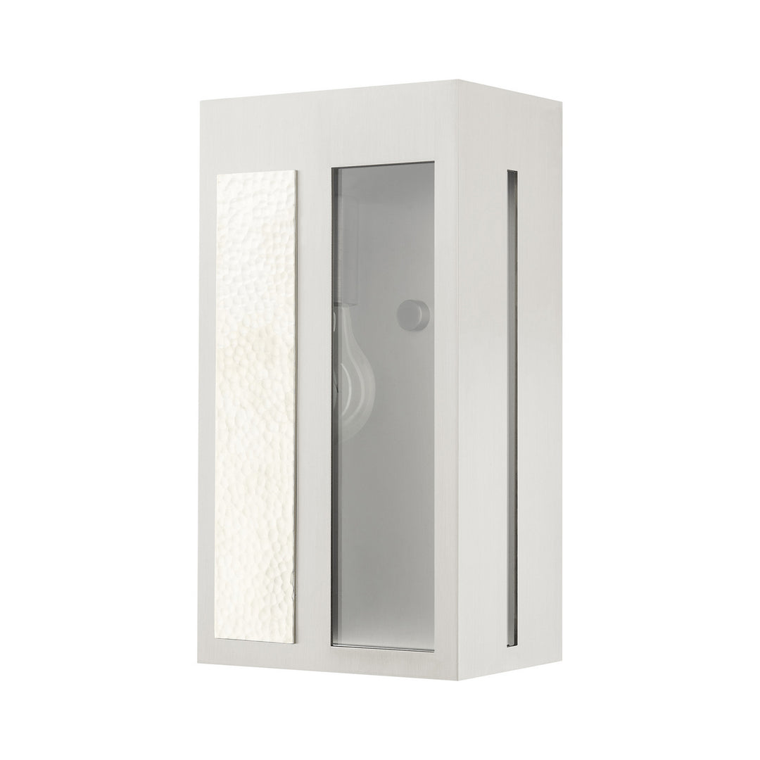 Livex Lighting 27412-91  Lafayette Outdoor Brushed Nickel W/ Hammered Polished Nickel Panels