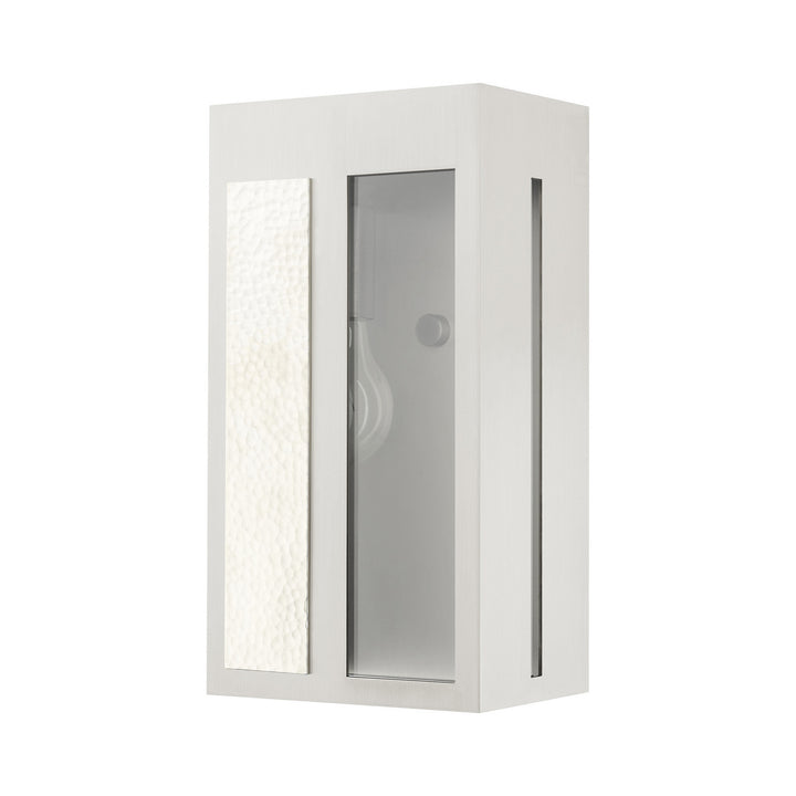 Livex Lighting 27412-91  Lafayette Outdoor Brushed Nickel W/ Hammered Polished Nickel Panels