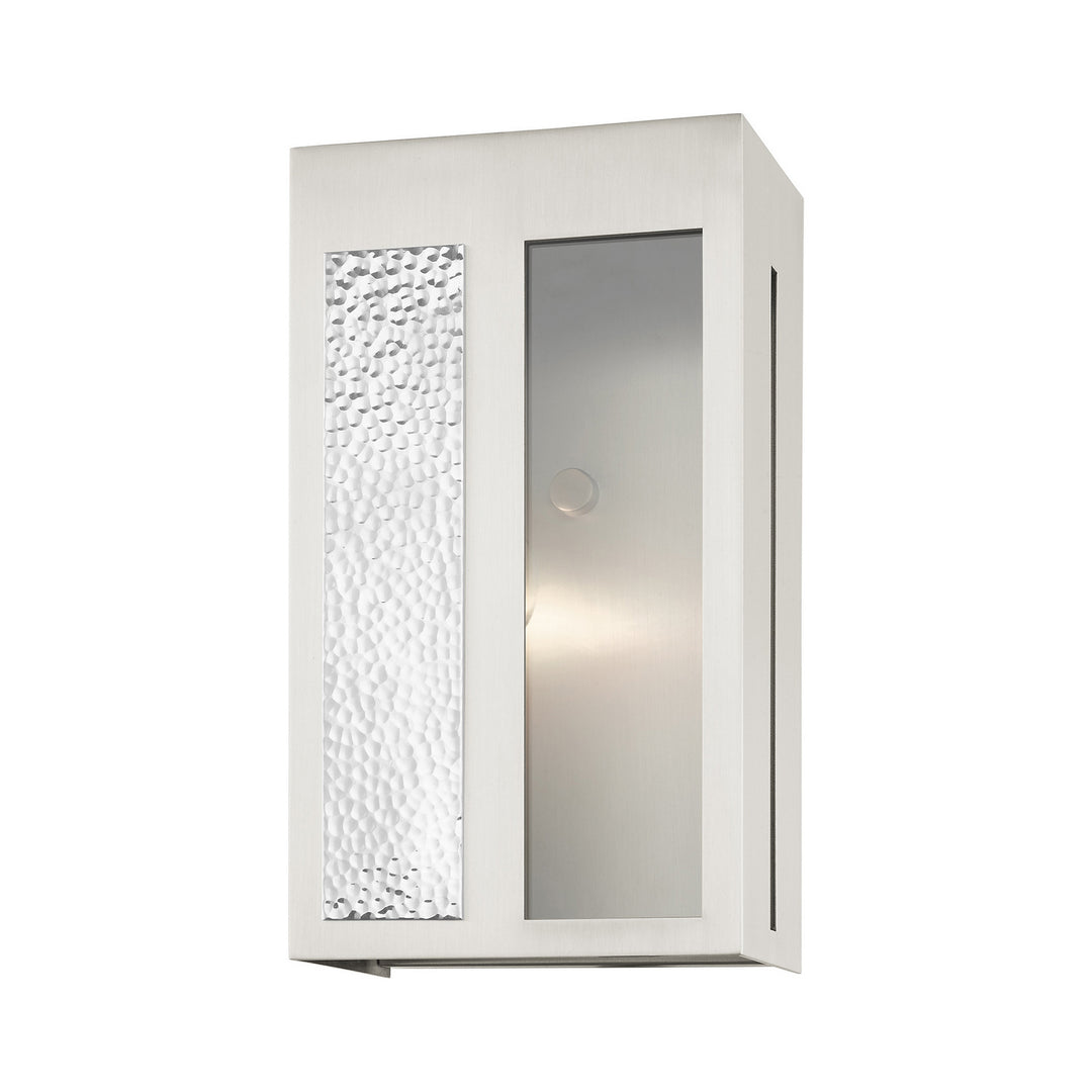 Livex Lighting 27412-91  Lafayette Outdoor Brushed Nickel W/ Hammered Polished Nickel Panels